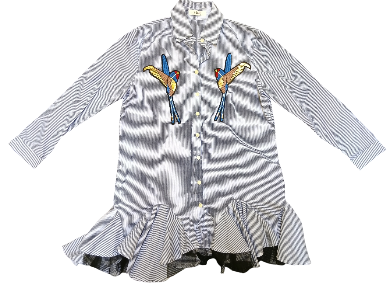 Bird-motif Long Sleeved Shirt Size L