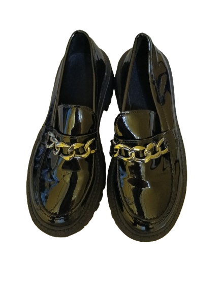 ✨ Black Patent Chain Loafers – Modern Chic Meets Timeless Edge ✨