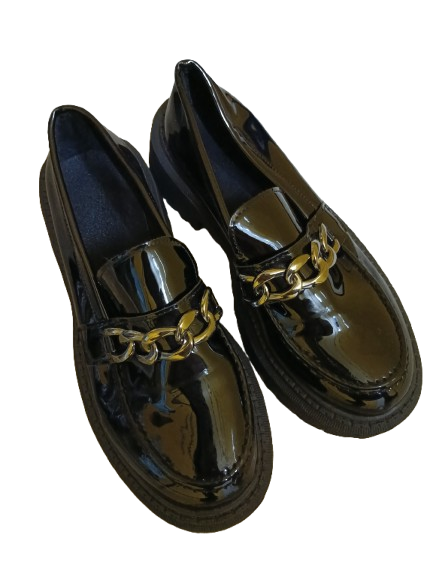 ✨ Black Patent Chain Loafers – Modern Chic Meets Timeless Edge ✨